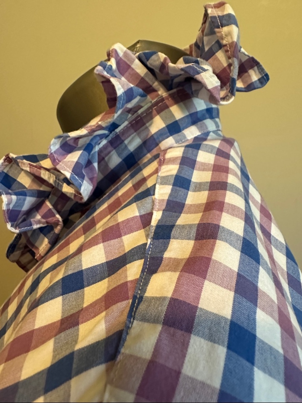 Goodthreads Purple & White Check Ruffle Collar Button-Down - Picture 3 of 7
